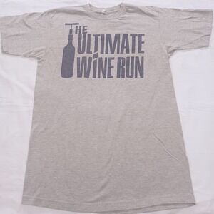 Optima The Ultimate‎ Wine Run Graphic T Shirt Gray Mens Medium 5K Runner Fun Tee